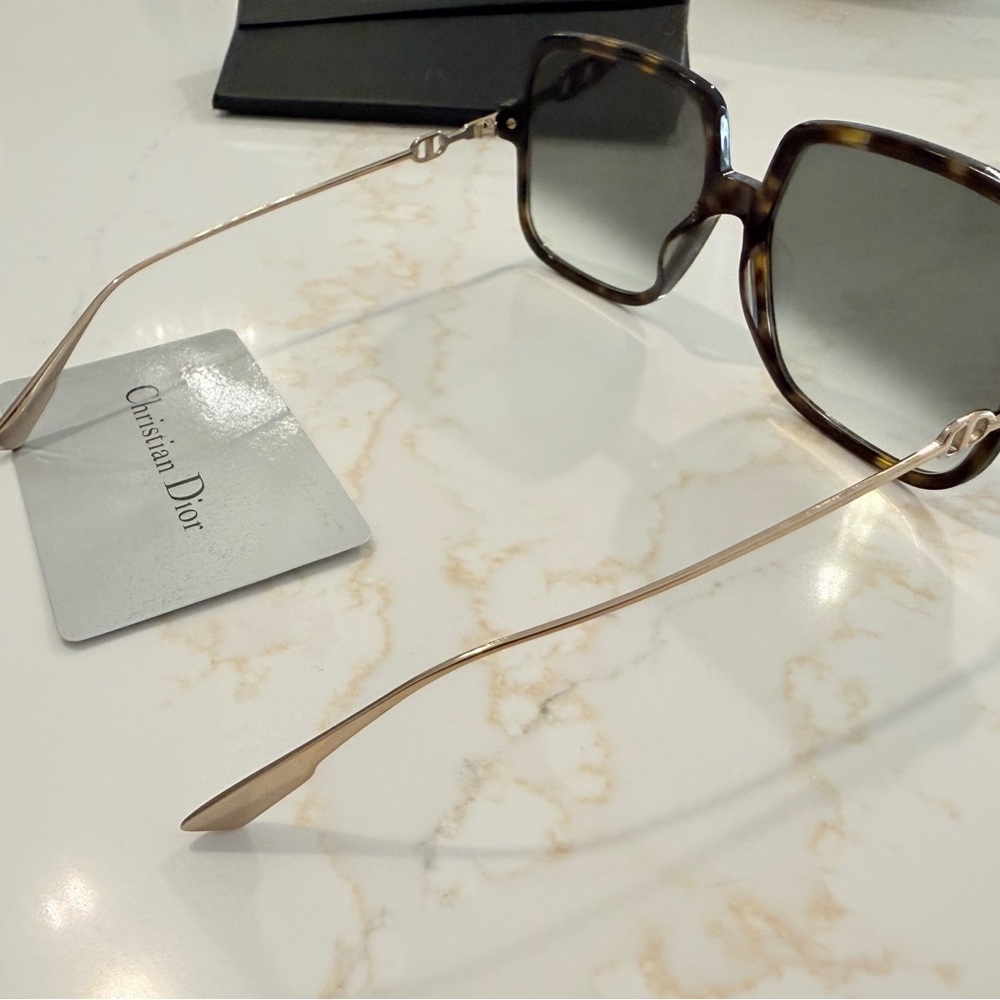 DIOR BROWN TORTOISE SQUARE SUNGLASSES - Picture 4 of 10